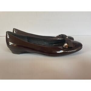STUART WEITZMAN Women's Brown Patent Leather Bejewel‎ Ballet Shoes Size 6.5